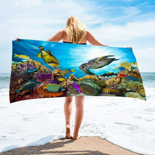 Toalla de playa de microfibra, súper colorida, resistente a la arena, multiusos, para viajes, piscina, 76 x 152 cm