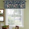 thumbnail image 3 of 2 Pack Valances for Window, Navy Blue Flowers Short Curtains for Kitchen Bedroom Living Room, Spring Floral Elegant Pastoral Botanical Rod Pocket Small Window Treatment Valance Drapes 42 x 12 Inch, 3 of 8