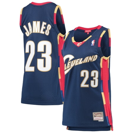 Women's Mitchell & Ness LeBron James Navy Cleveland Cavaliers Hardwood Classics Swingman Jersey