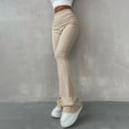 thumbnail image 4 of Pantalones acampanados micro ajustados de color sólido de moda de otoño para mujeres europeas y americanas, 4 of 6