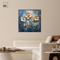 thumbnail image 3 of Golden Flora on Azure Canvas Elegant Floral Art by Art Remedy, Black Frame, 40" x 40", 3 of 7