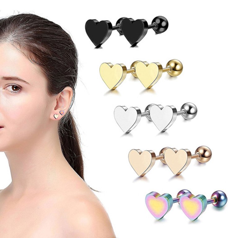 1 Pair of Screwback Flat Back Piercing Earrings Flatback Jewelry for Women  Girl 