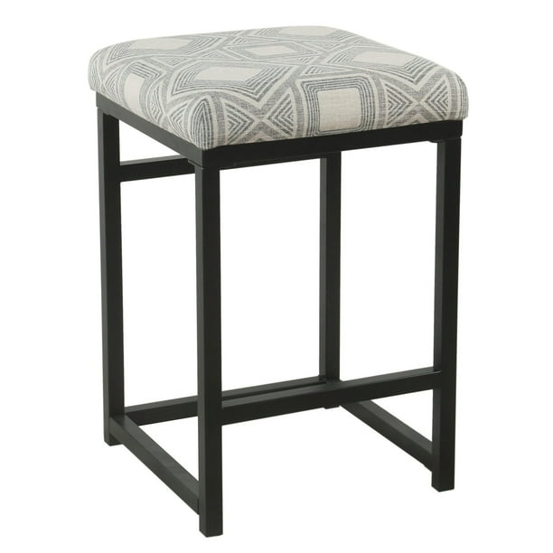 Taburete Benzara de metal gris negro 41x41x61 cm