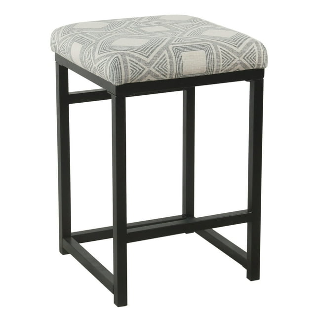 Taburete Benzara de metal gris negro 41x41x61 cm