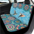 thumbnail image 3 of Binienty Floral Hummingbird Vehicle Seat Covers with 15 Inch Steering Wheel Cover Breathable Center Console Cover Seat Headrest Covers Seat Belt Pads 14 PCS Boho Car Interior Decor Set, 3 of 7