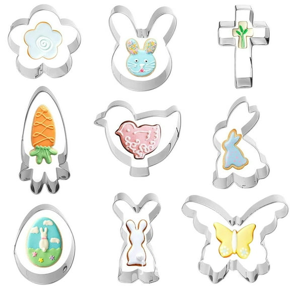 9-Piece Easter Chicken Cake Mould Set - Stainless Steel Baking Molds for DIY Desserts