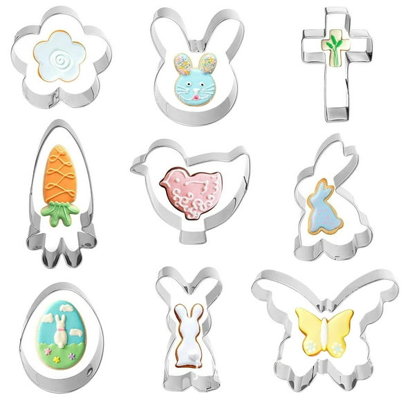 9 pcs Easter Egg Cookie Cutter Set Stainless Steel Baking Molds for Cake Decorating Sugar Craft Fondant Tools Kitchen Pastry Baking Supplies