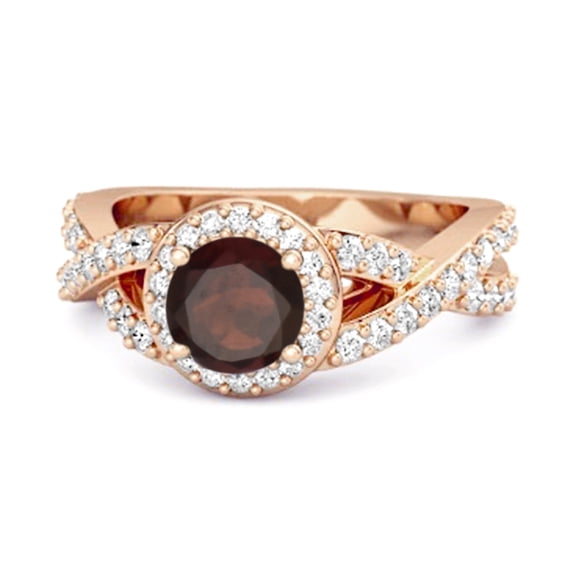 Mooneye Solitaire Accents 3.37 Ct Garnet 925 Sterling Silver Rose Plated Infinity Women Gifts Ring