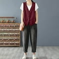 thumbnail image 5 of LISTHA Women's Summer Vest Vintage Cotton Linen Vest Loose Sleeveless Thin Vest Solid Color Waistcoat Jacket Wine XL, 5 of 5