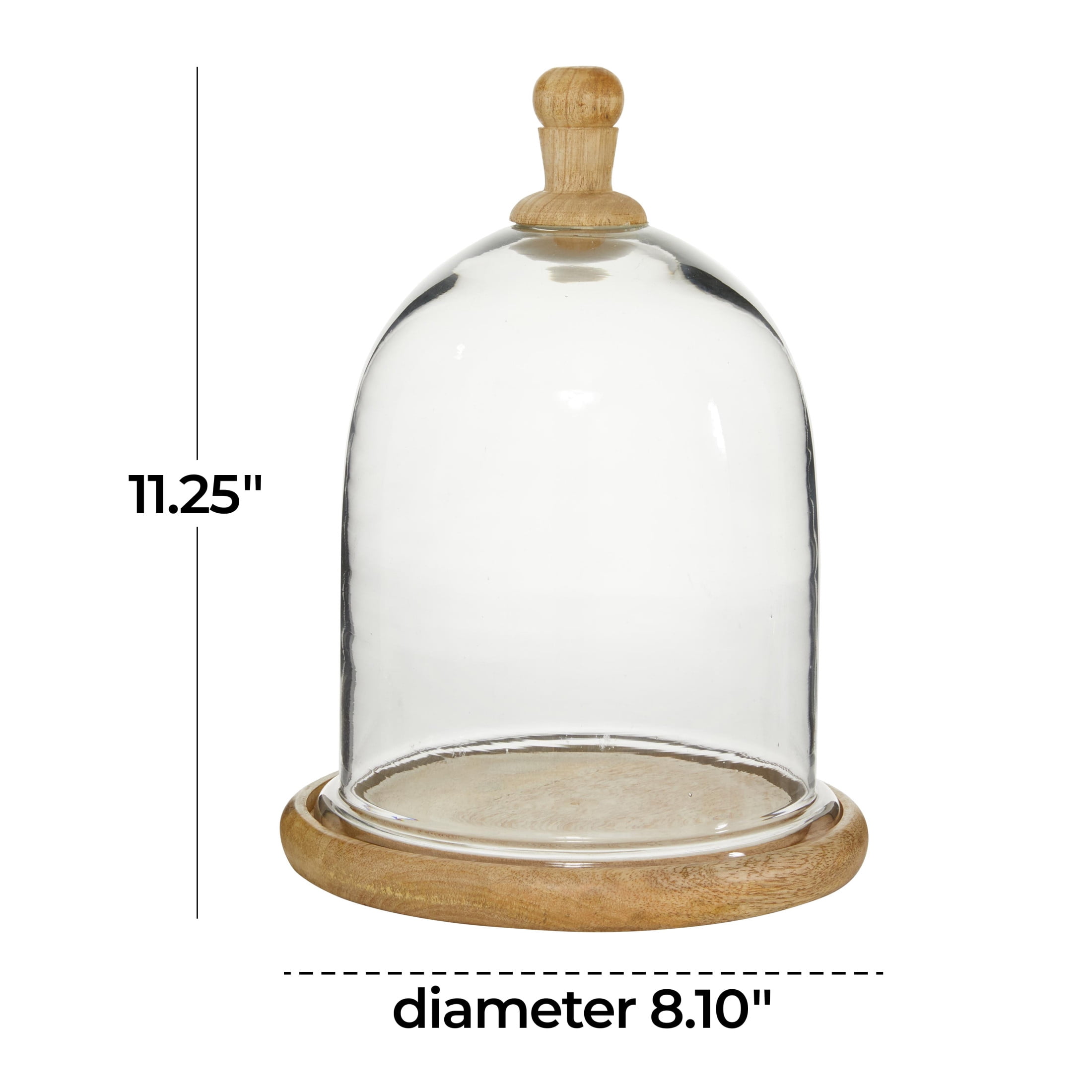 DecMode 8" x 11" Brown Glass Decorative Stand with Glass Lid, 1-Piece