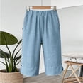 thumbnail image 7 of Women's Casual Summer Knee Length Pants Breathable Elastic Waist Loose Fit with Pockets by Yigetop Sky Blue M, 7 of 7
