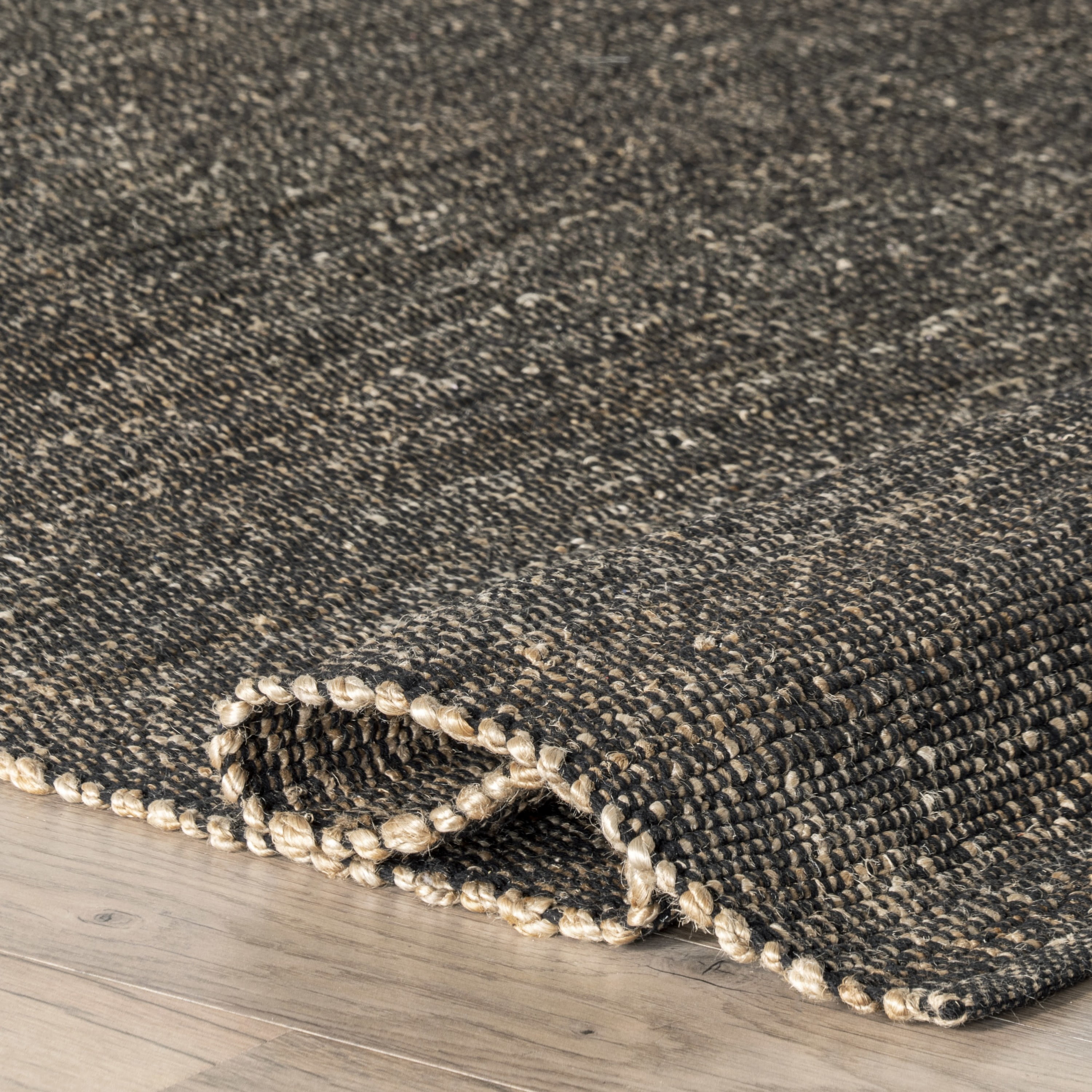 nuLOOM Elfriede Jute Blend Charcoal 2' x 3' Farmhouse Area Rug