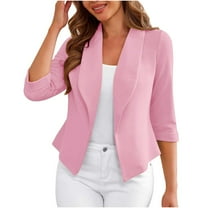 HAPIMO Women's Suit Jacket Casual Long Sleeve Cardigan Jacket Modern Fit Dressy Jacket Solid Business Office Work Suit Jacket Fall Trendy Outfits Pink M