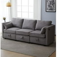 thumbnail image 2 of Modular Loveseat with Storage Chaise Sectional Sofa for Small Spaces with USB Charging Station Ports for Small Space Storage Seat L-Shaped Modern Fabric 2 Pillows, 2 of 9