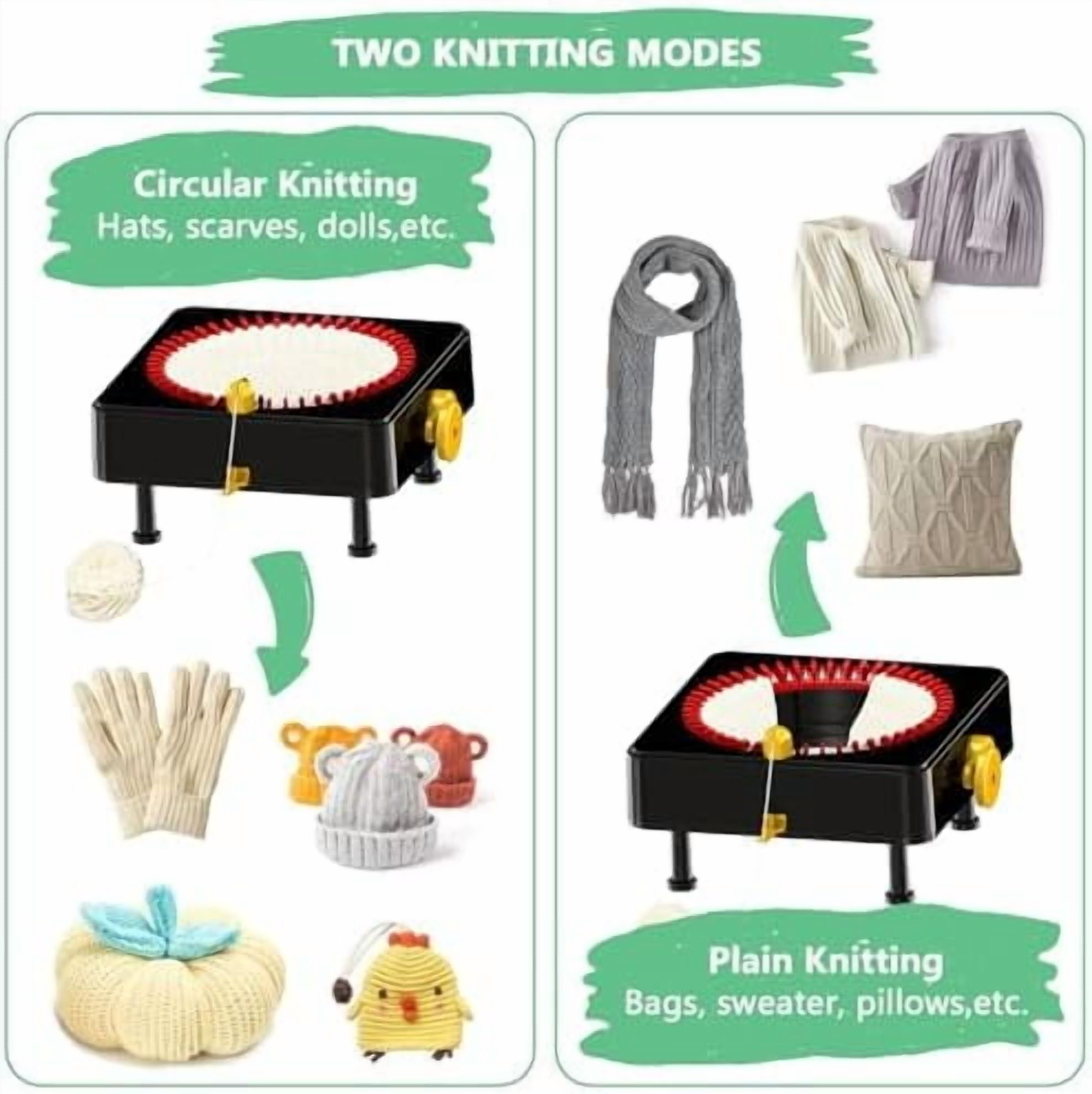 Knitting Machine 48 Needles Knitting Crochet Machines for Adults and Beginners, Smart Knitting Loom Machine for Hat, Socks, Scarves, Gloves, Knitting Looms Board Rotating Double Knit Machine Kit