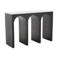 thumbnail image 6 of DecMode 47" x 32" Black Wood Art Deco Arched Cutout Console Table with White Marble Tabletop, 1-Piece, 6 of 9