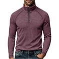 thumbnail image 3 of Eiyaclvo Quarter Zip Pullover Sweater for Men Fall Winter Long Sleeve 1/4 Zipper Stand Collar Sweater Top Underwear Wine M, 3 of 6