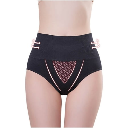 

Tawop Ladies Comfortable Solid Color Large Size High Waist Warm Belly Hip Lift Thin Waist Panties Underwear Thong Underwear Women