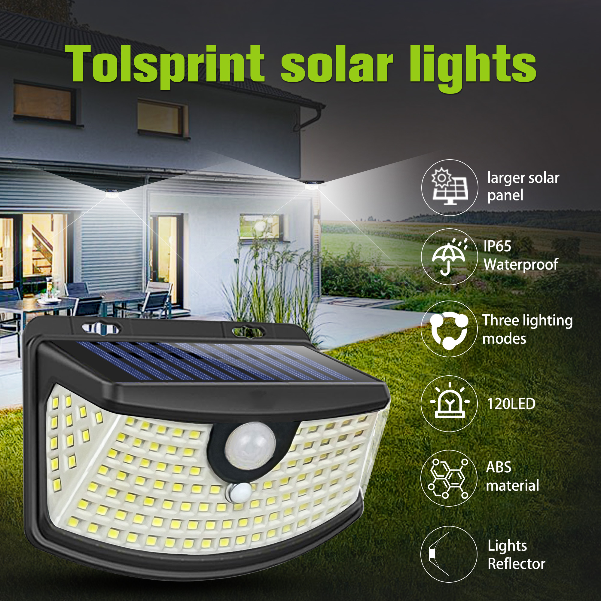 Tolsprint 120-LED Solar Motion Sensor Outdoor Light, 4-Pack photo 8