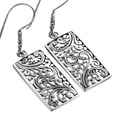 thumbnail image 3 of Bali Scrollwork Filigree Rectangle 925 Sterling Silver French Wires Drop Earrings, 3 of 3