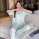 thumbnail image 1 of Pijamas de seda de hielo para mujer, pantalones de verano de manga corta, ropa de hogar de alta gama para primavera y otoño, 1 of 5