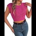 thumbnail image 3 of Tops Cortos de Verano para Mujer, Camisetas Holgadas con Recortes para Salir Al Gimnasio, Camisetas de Punto 2025, Estilo Y2K Rosa Roja S, 3 of 10