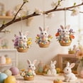 thumbnail image 4 of TONGYIJIA Easter Egg Hanging Ornaments, 10Pcs Cute Bunny Flat Wood Pendant, 2D Car Rearview Mirror Backpack Charm Decoration for Spring Easter Party Supply, 4 of 6