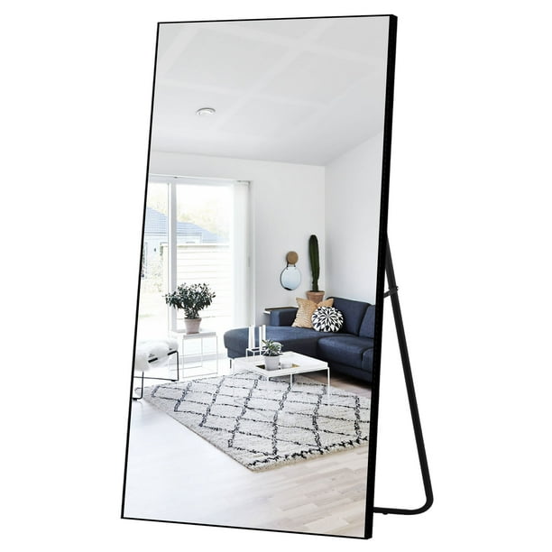Neutype 30 In X 70 Black Modern Floor Mirror Com Modern Floor Mirror, Crystal Tufted Modern Floor Mirror