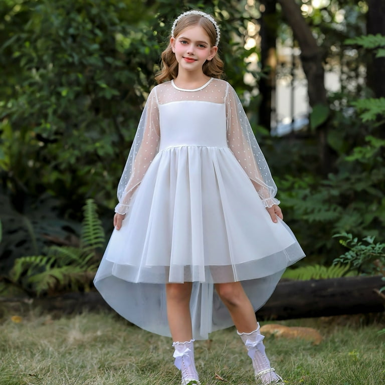 FhsagQ Dress Graduation Easter Dresses for Girls 5Th Grade Spring Long  Sleeved Girls' Dress Mesh Princess Dress Girls Easter Dresses Size 5-6  Girls Easter Dresses Size 8 Casual White 7-8 Years - Walmart.com