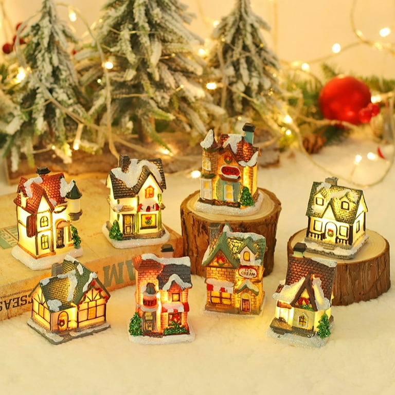  25 Pcs Christmas Village Sets LED Lights Christmas Village  Houses with Figurines Battery Operated Christmas Village House Set for  Collection Christmas Garden Table Home Indoor Room Decor : Home & Kitchen
