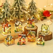 Mini Christmas Village- LED Lighted Christmas Village Houses with Figurines, Christmas Village Collection Indoor Room Decor - Collectible Buildings