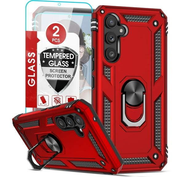 LeYi for Samsung Galaxy A54 5G Case and 2 Pack Screen Protectors, Military-Grade Heavy Duty Case,Red