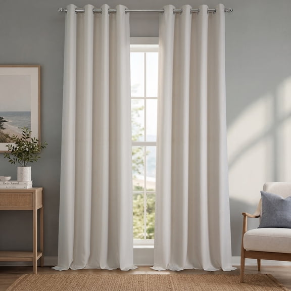 HPD Half Price Drapes Birch Taupe Grommet Faux Linen Room Darkening Curtains for Bedroom & Living Room Curtains (1 Panel), Door & Window Curtains 120 inches long, 50W X 120L