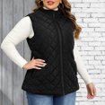 thumbnail image 6 of DISKEBUISS Plus Size Quilted Puffer Vest for Women Stand Collar Sleeveless Zip Up Gilet with Pockets for Fall Winter, 6 of 7