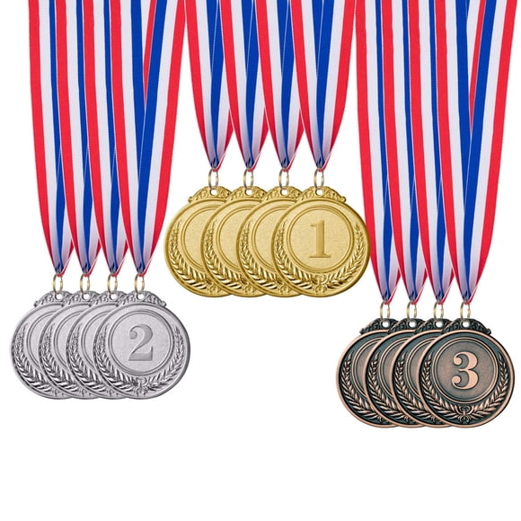 Medallas de premio Favide en oro, plata y bronce, 5 cm con cinta, 12 unidades