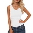 thumbnail image 2 of Endives Women's Camisole Tops Summer Ribbed Slim Fit V Neck Vest Top Basic Knitted Casual Tank Top White, 2 of 7