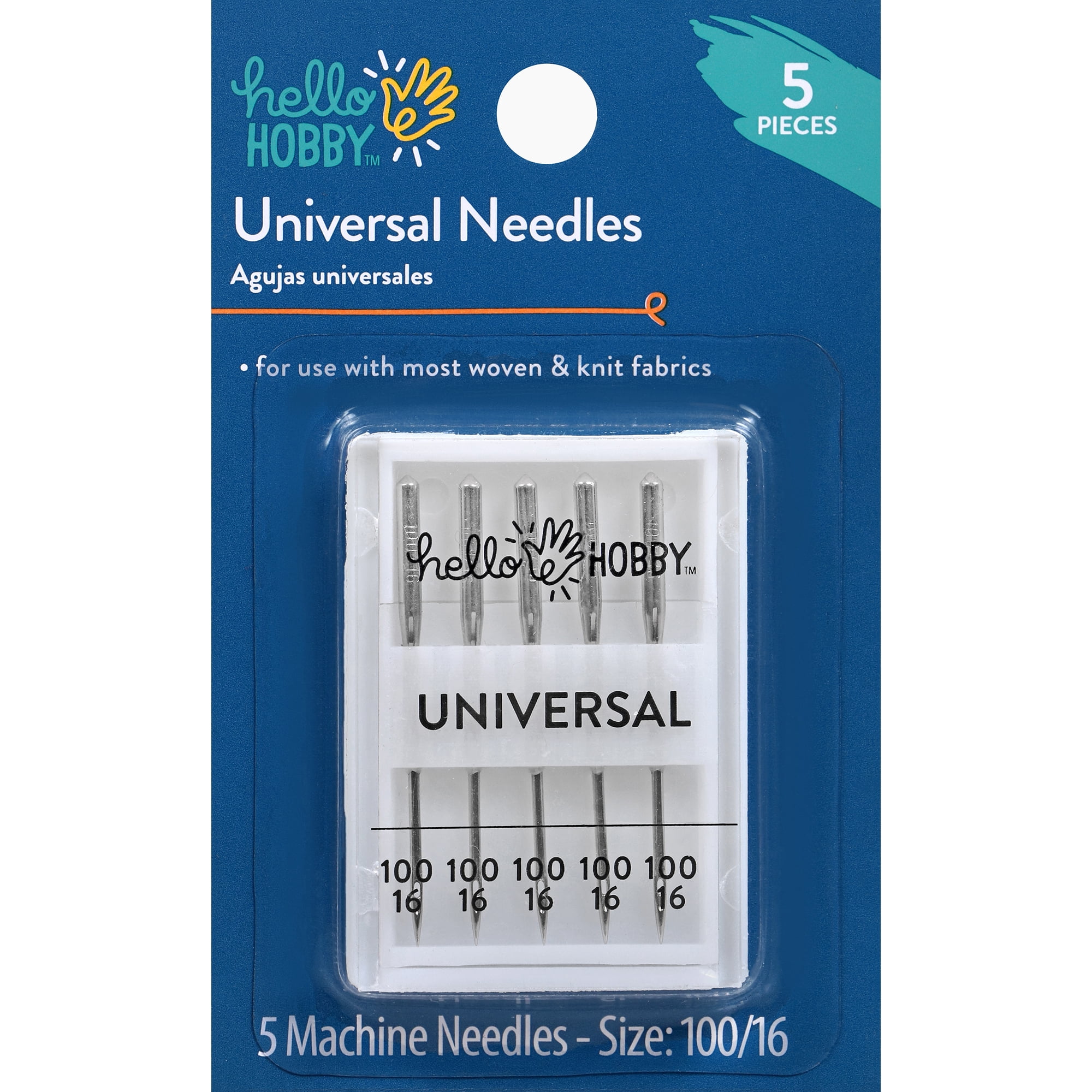 Hello Hobby Size 100/16 Universal Sewing Machine Needles, 5 Pack