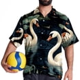 thumbnail image 4 of Swan Men's Short Sleeve Beach Shirts, Casual Printed Button Down, Summer Unisex Spread Collar Tops, 4 of 6