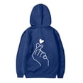 thumbnail image 5 of Oiyii Little Girl's Minimal Graphic Hoodie Long Sleeve Heart Hand Line Print Hooded Sweatshirt Outdoor Pullover Top,Blue, 5 of 6