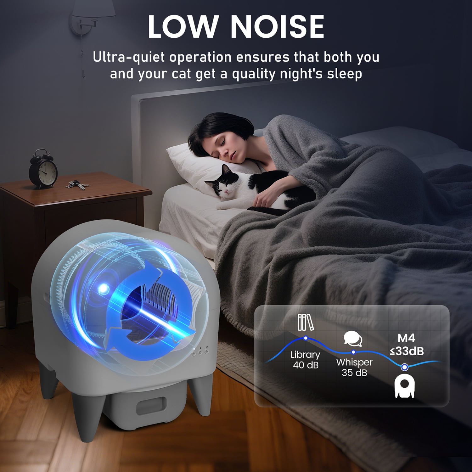 Cumrige Self-Cleaning Cat Litter Box, App Controlled, with Safety Sensor, Removable and Washable Liner Cumrige Self-Cleaning Cat Litter Box, App Controlled, with Safety Sensor, Removable and Washable Liner - Image 3