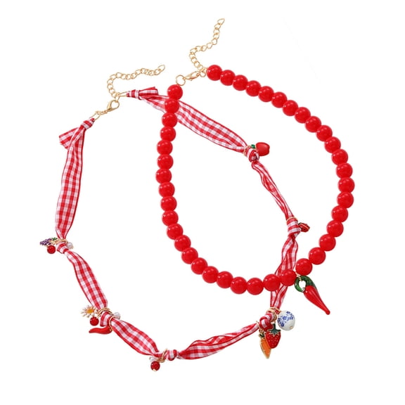 Versatile Multi Layer Strawberry Pepper Necklace Lightweight Beaded Clavicle Chain Jewelry Adjustable Chain for Women