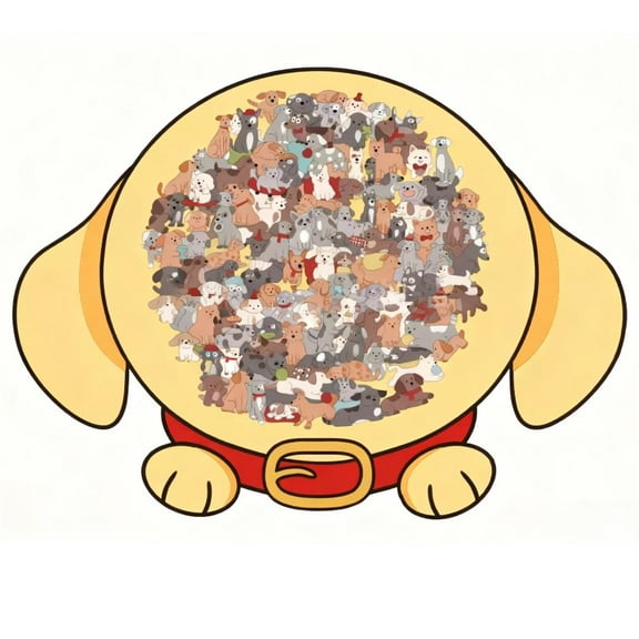 Colored Dog Shaped Wooden Jigsaw Puzzle, Wooden Puzzles for Adults, Challenging Irregular Animal Puzzles, Cute Dogs Creative Gifts for Dog Lovers, Relaxing Puzzle & Home Decor