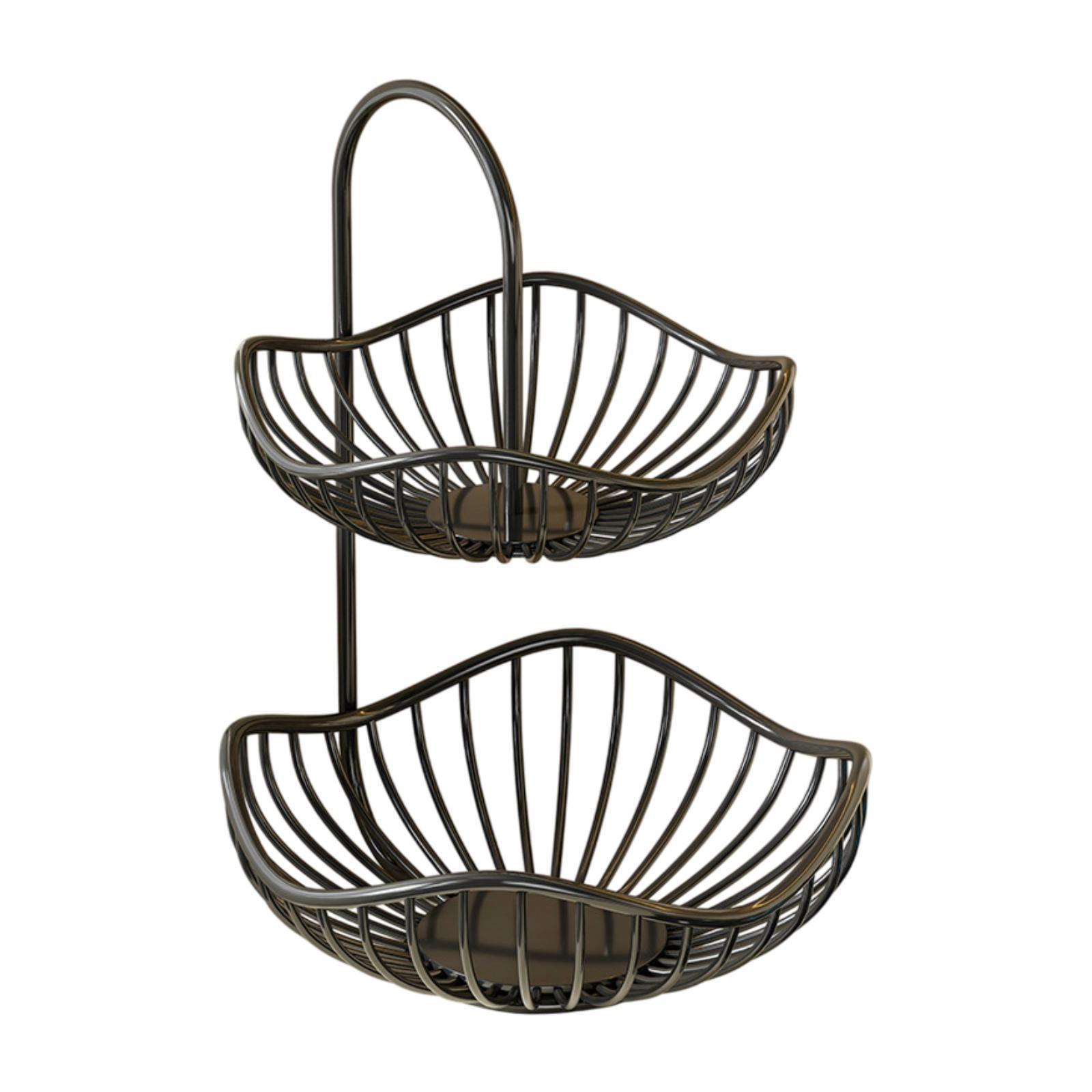 YWMJZEU 2 Tiered Fruit Basket Kitchen Decorative Efficient Organization Countertop Black 30cmx40cm