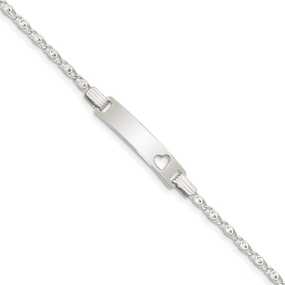 Sterling Silver Baby Id With Cut-Out Heart Bracelet Made In India qid51-6