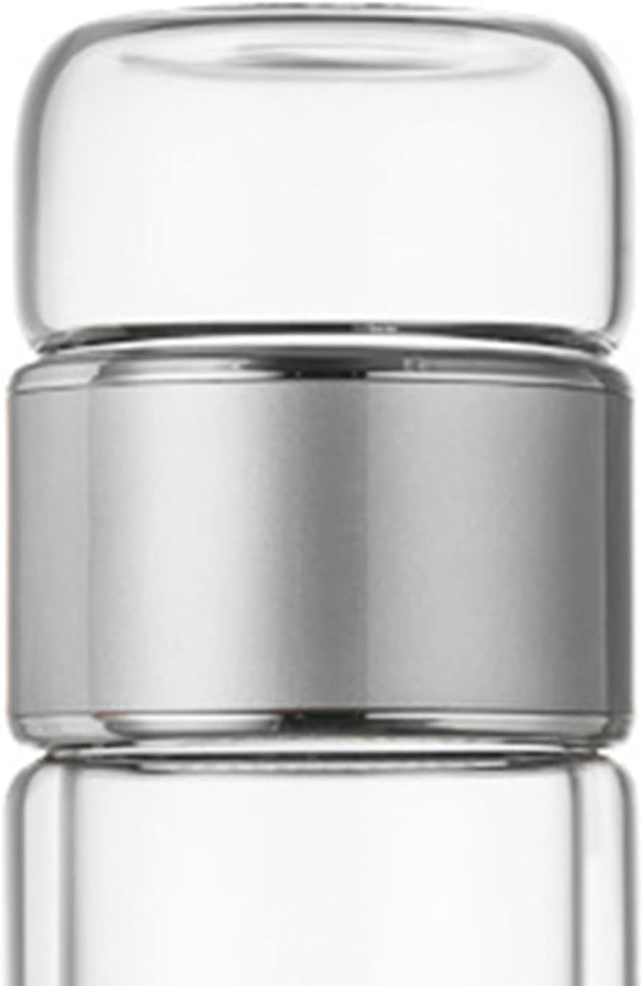 ABPETE Health Gear Tea Infuser Bottle 420ml - Leak-Proof Double Layer Stainless Steel & Glass Tea Bottle with Water Separation for Home, Office & Travel (Silver)