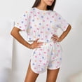 thumbnail image 2 of Summer Pjs for Women Set Cozy Pajamas Two Piece Set Short Sleeve Top and Pant Bow Heart Print Loungewear Sleepwear White, 2 of 6