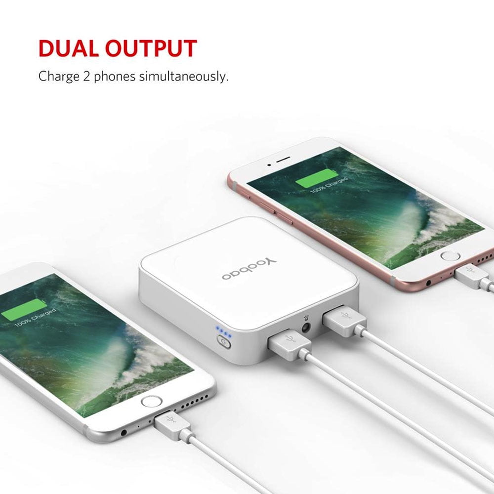 Universal Mini External Battery Backup White Power Bank Charger 10000mAh, Compatible with Android, iPhone, iPad, Samsung, Phone, Tablet / Micro USB AC