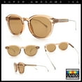 thumbnail image 2 of Mens Gentleman Hipster Horn Rim Keyhole Plastic Round Sunglasses Beige Silver - Brown, 2 of 7