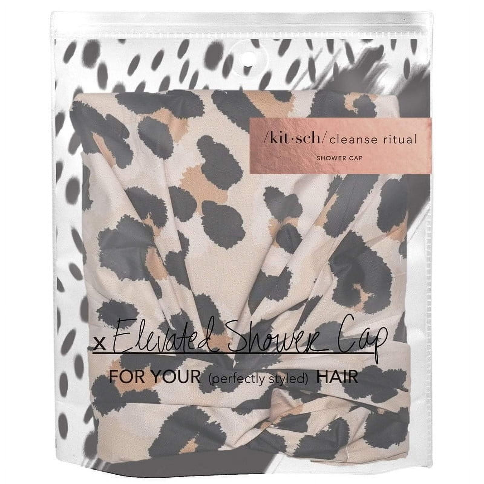 Kitsch Luxury Waterproof, Reusable Plastic Shower Cap, One Size, Leopard