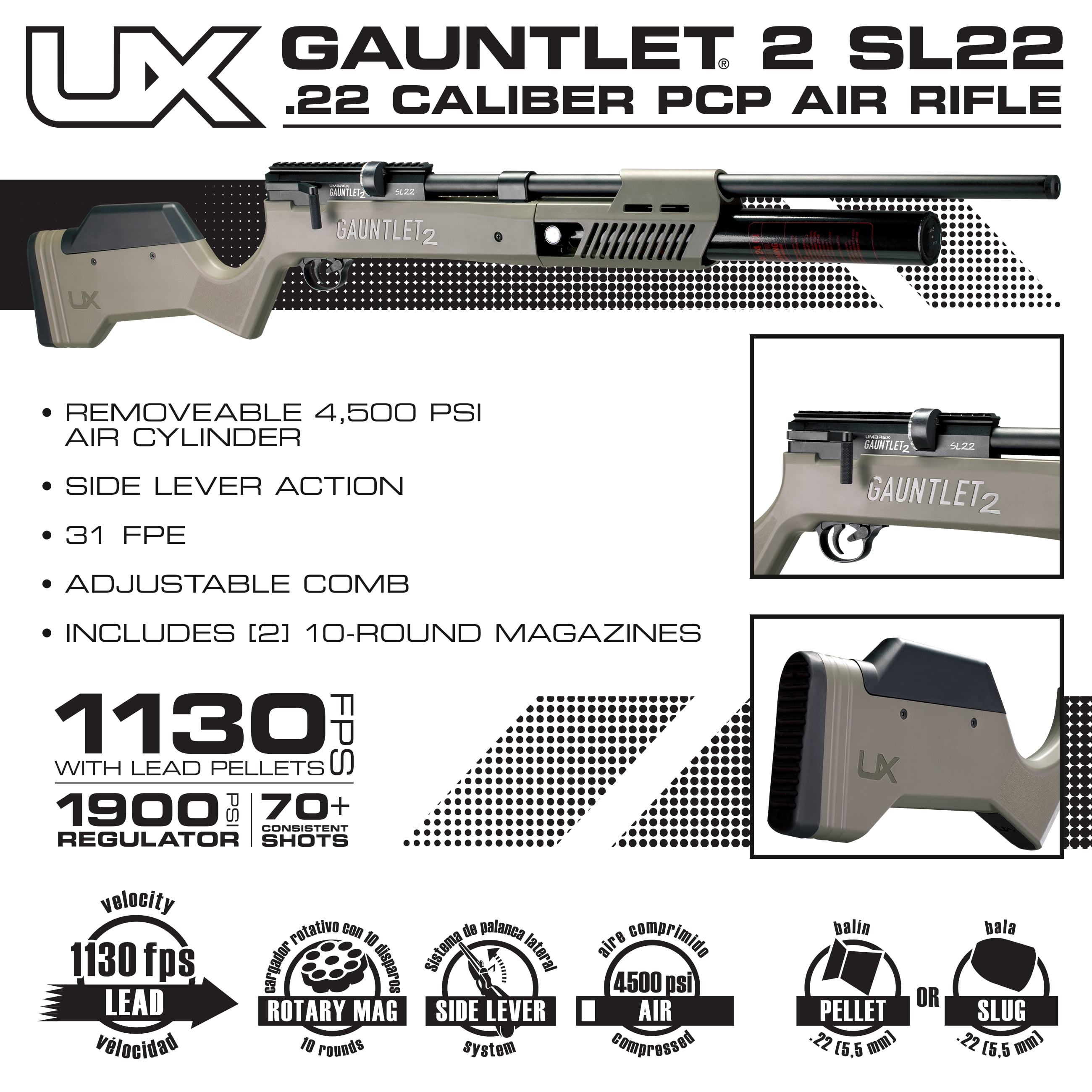 Umarex Gauntlet SL22 PCP 22 Caliber Pellet Air Rifle